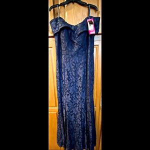 Blue Floral Print Lace Dress